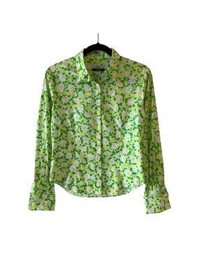 Fedeli Trillion Palm Beach L Daisy Floral Button Up Shirt Italy Retro Art Funky